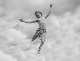 Man jumping in air
