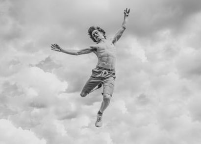 Man jumping in air