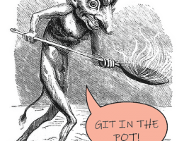illustration of a goblin holding a pan