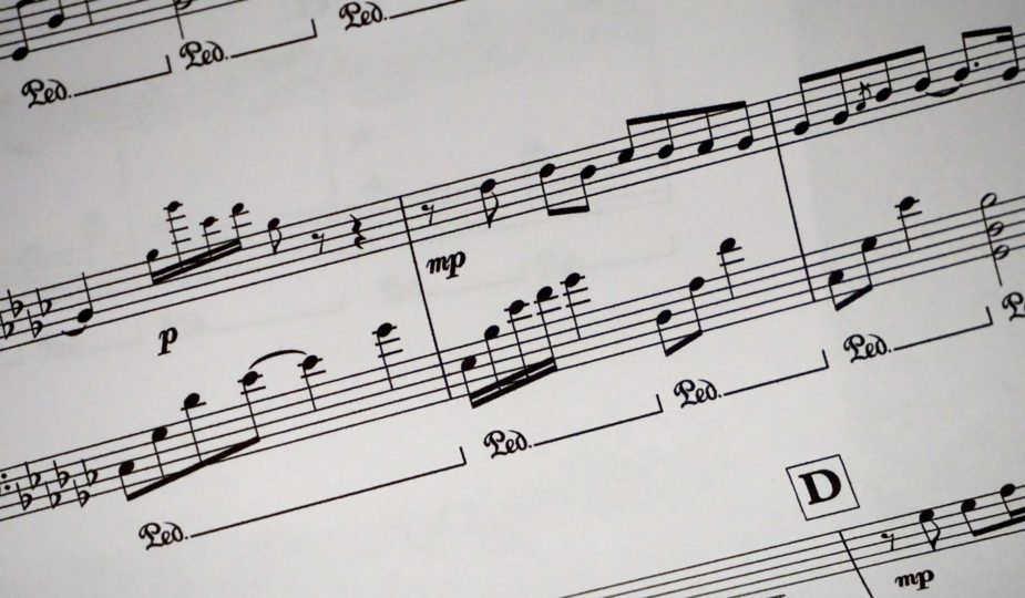 a close up of a sheet of music