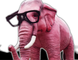pink elephant with glasses