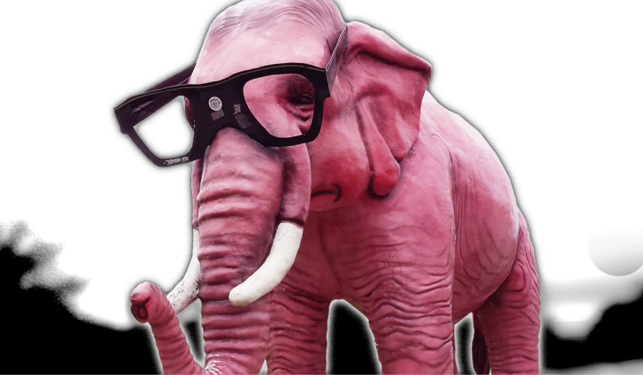 pink elephant with glasses