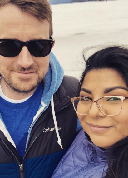 This is the image of the author with her husband.